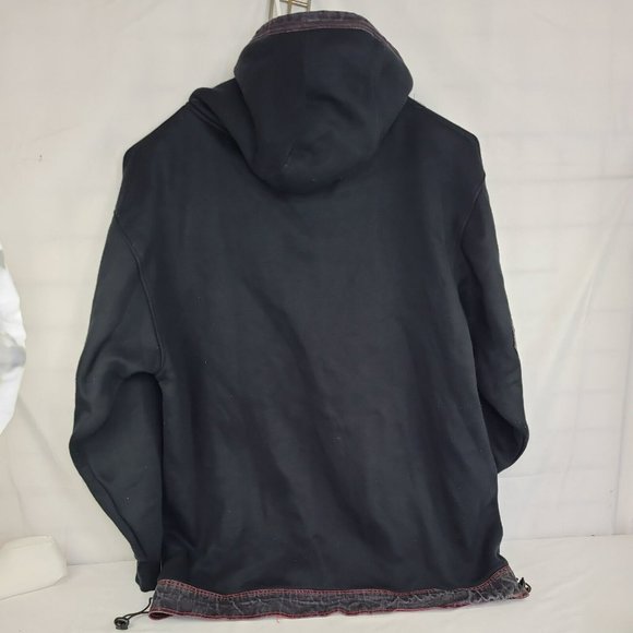 Boom-X BX Mens 2XL Black Full Zip Hoodie Sweatshirt Denim Pockets Red Stitching - Picture 5 of 7